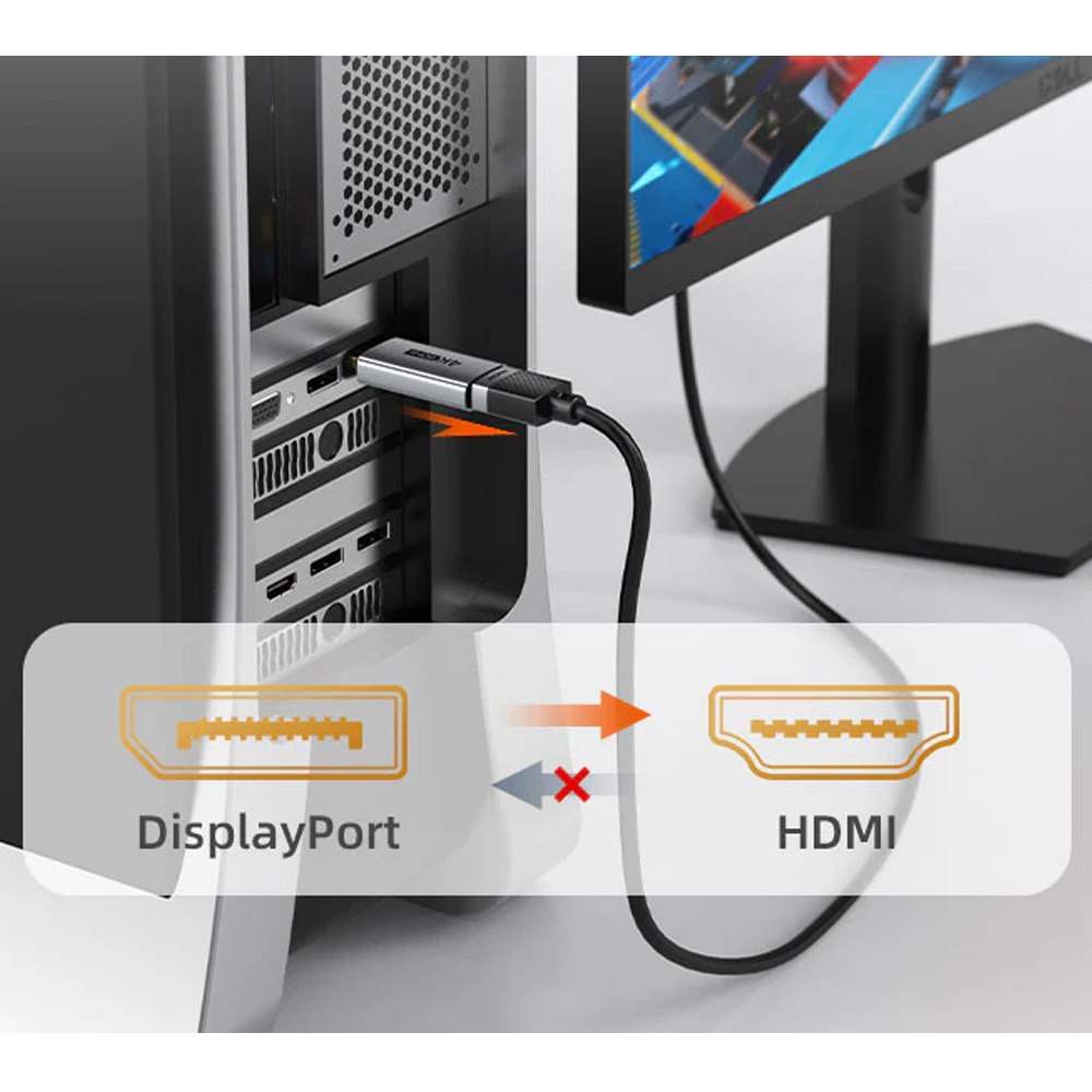 ADAPTADOR DISPLAYPORT MACHO A HDMI HEMBRA 4K A 60HZ CABLETIME DE ALUMINIO SANTOFA ELECTRONICS S2170 - 9