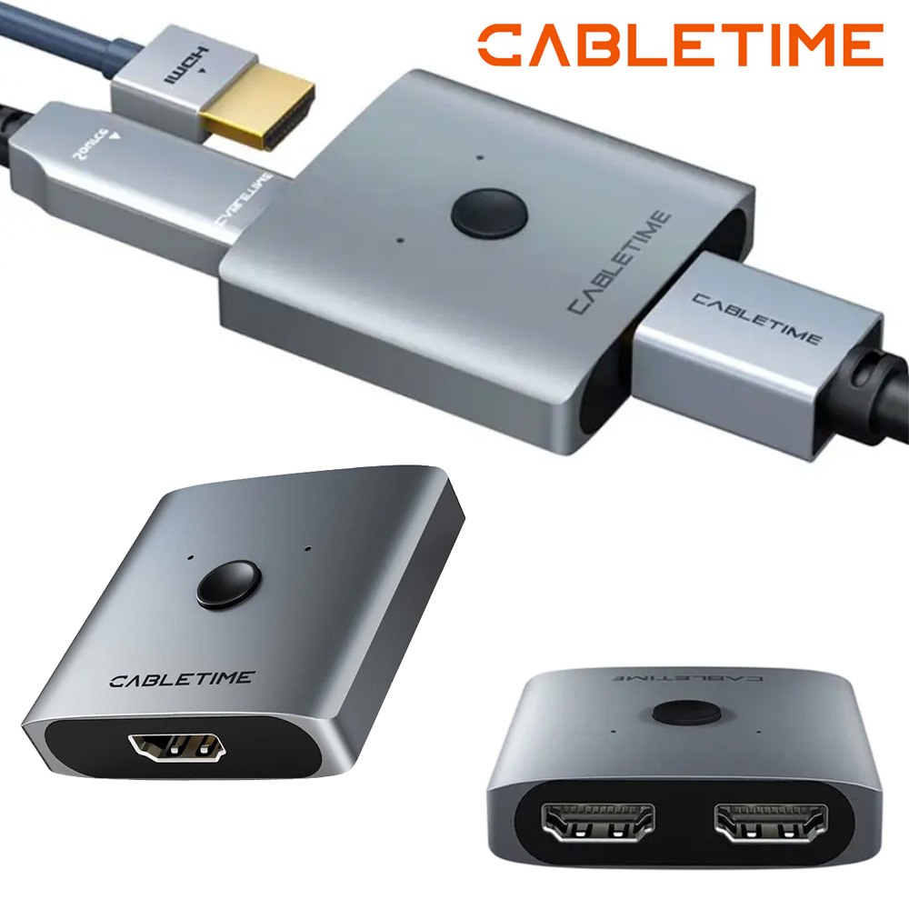 SWITCH CONMUTADOR HDMI 2.0 BIDIRECCIONAL 1 ENTRADA 2 SALIDAS / 2 ENTRADAS 1 SALIDA 4K A 60HZ CABLETIME SANTOFA ELECTRONICS S2171 - 2
