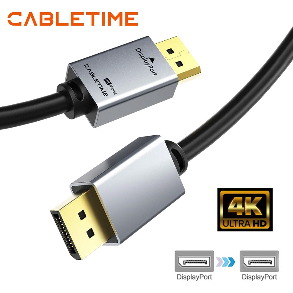 CABLE DISPLAYPORT A DISPLAYPORT 1.2 PREMIUM 4K 60HZ CABLETIME 3 METROS SANTOFA ELECTRONICS S2172 - 3