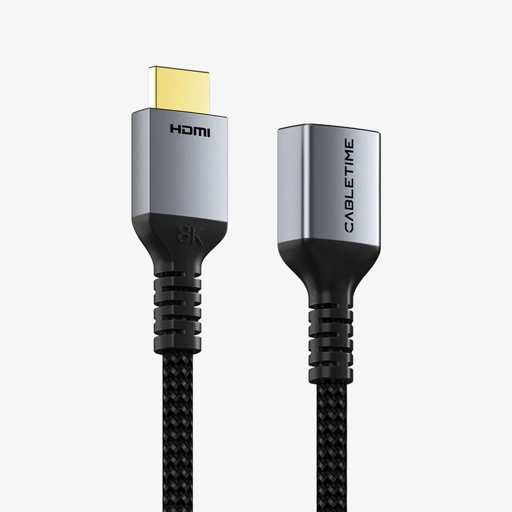 CABLE EXTENSOR HDMI 2.1 MACHO A HDMI HEMBRA 8K 60HZ 48GBPS 1 METRO CABLETIME TRENZADO SANTOFA ELECTRONICS S2173 - 1
