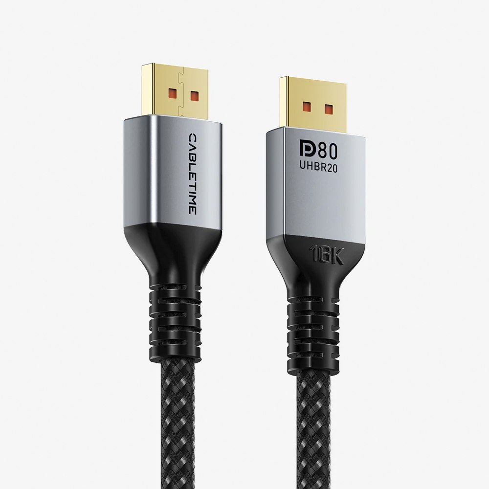 CABLE DISPLAYPORT A DISPLAYPORT 2.1 PREMIUM 16K A 60HZ 80GBPS CABLETIME DE 2 METROS SANTOFA ELECTRONICS S2174 - 1