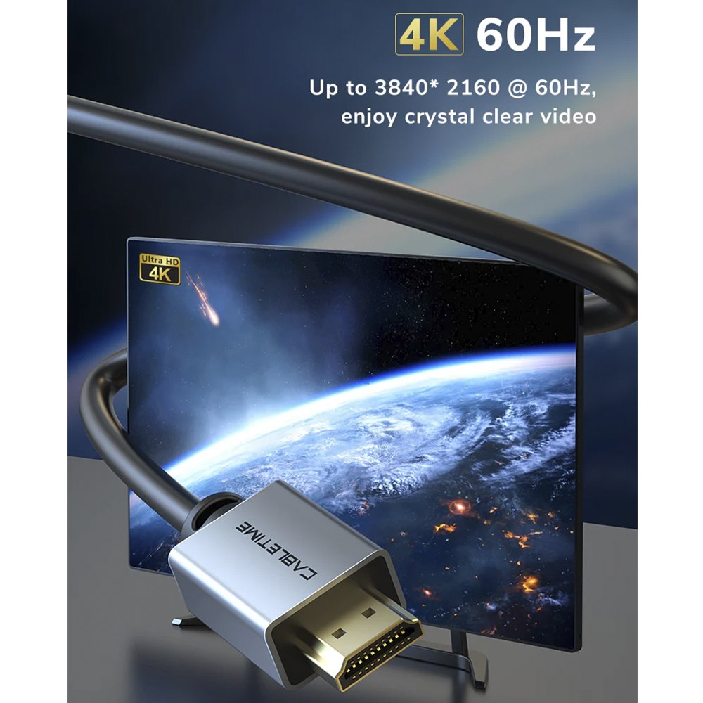 CABLE HDMI 2.0 PREMIUM 4K A 60HZ 18GBPS CABLETIME DE ALTA VELOCIDAD 1 METRO SANTOFA ELECTRONICS S2176 - 3