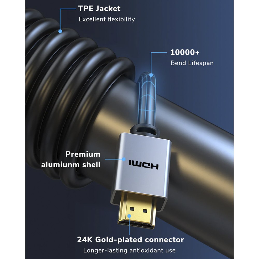 CABLE HDMI 2.0 PREMIUM 4K 60HZ 18GBPS CABLETIME ALTA VELOCIDAD 3 METROS SANTOFA ELECTRONICS S2178 - 7