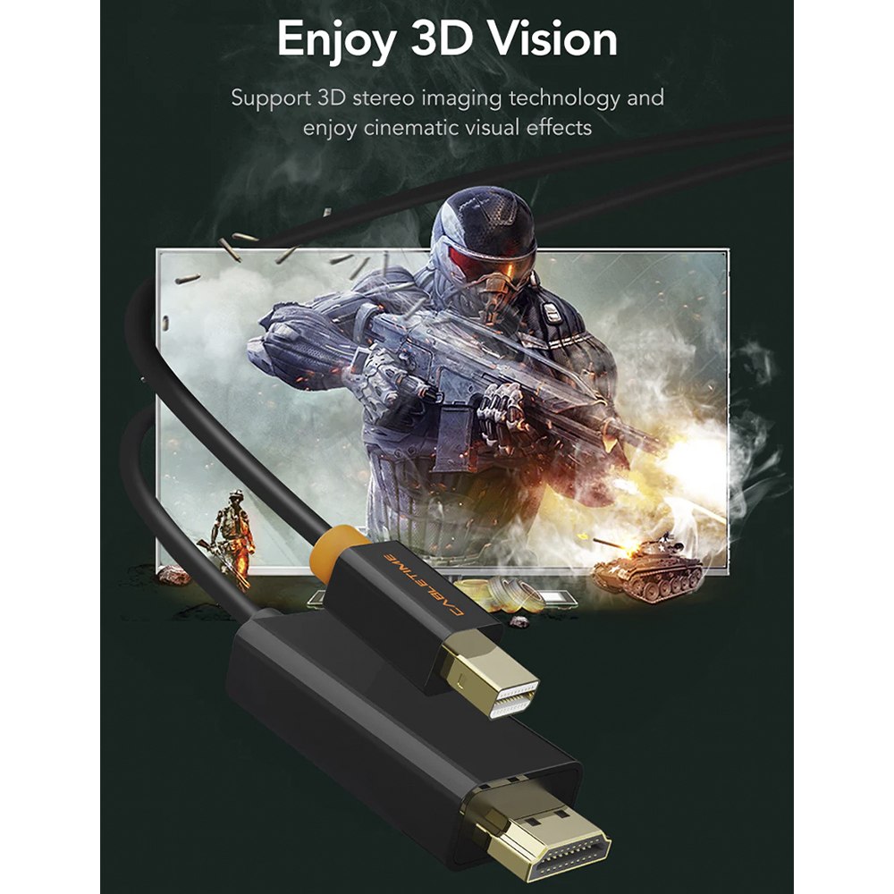 CABLE MINI DISPLAYPORT A HDMI PREMIUM FULL HD 1080P 60HZ 3 METROS CABLETIME CD51N SANTOFA ELECTRONICS S2181 - 4