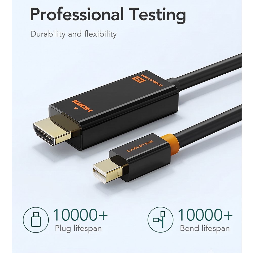 CABLE MINI DISPLAYPORT A HDMI PREMIUM FULL HD 1080P 60HZ 3 METROS CABLETIME CD51N SANTOFA ELECTRONICS S2181 - 7