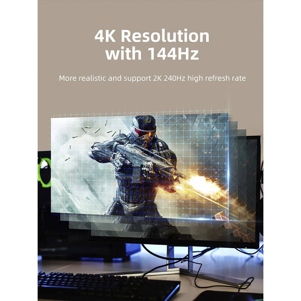 CABLE UNIDIRECCIONAL DISPLAYPORT 1.4 A HDMI 2.1 DE 8K 60HZ 4K 120HZ 2 METROS CABLETIME SANTOFA ELECTRONICS S2192 - 10