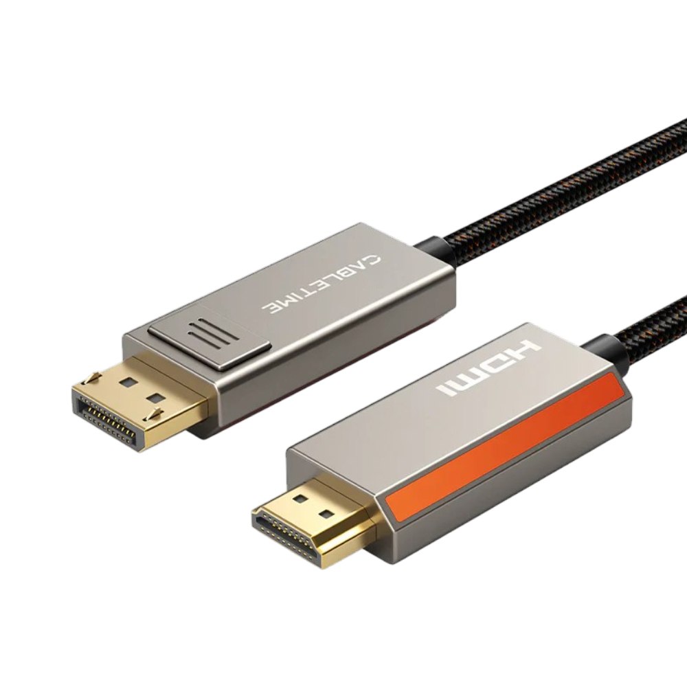 CABLE UNIDIRECCIONAL DISPLAYPORT 1.4 A HDMI 2.1 DE 8K 60HZ 4K 120HZ 2 METROS CABLETIME SANTOFA ELECTRONICS S2192 - 2