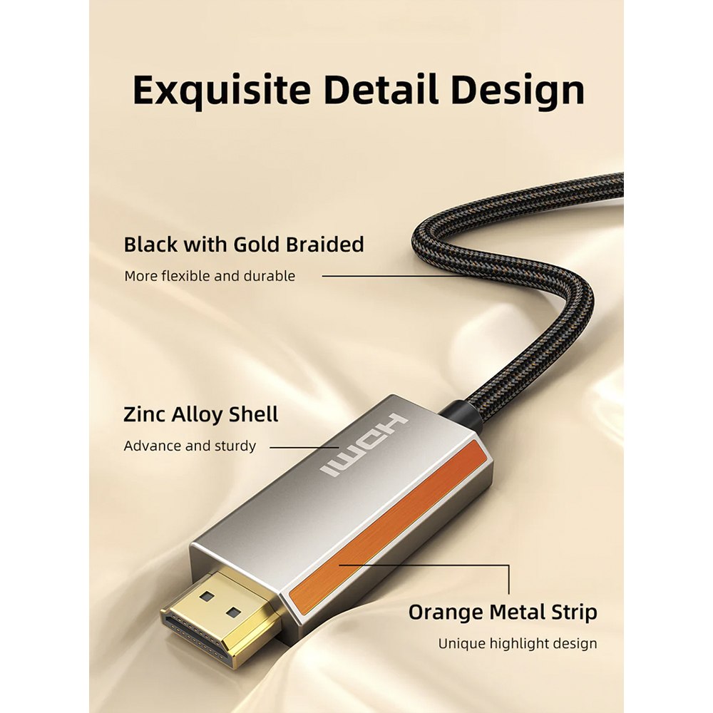 CABLE UNIDIRECCIONAL DISPLAYPORT 1.4 A HDMI 2.1 DE 8K 60HZ 4K 120HZ 2 METROS CABLETIME SANTOFA ELECTRONICS S2192 - 6