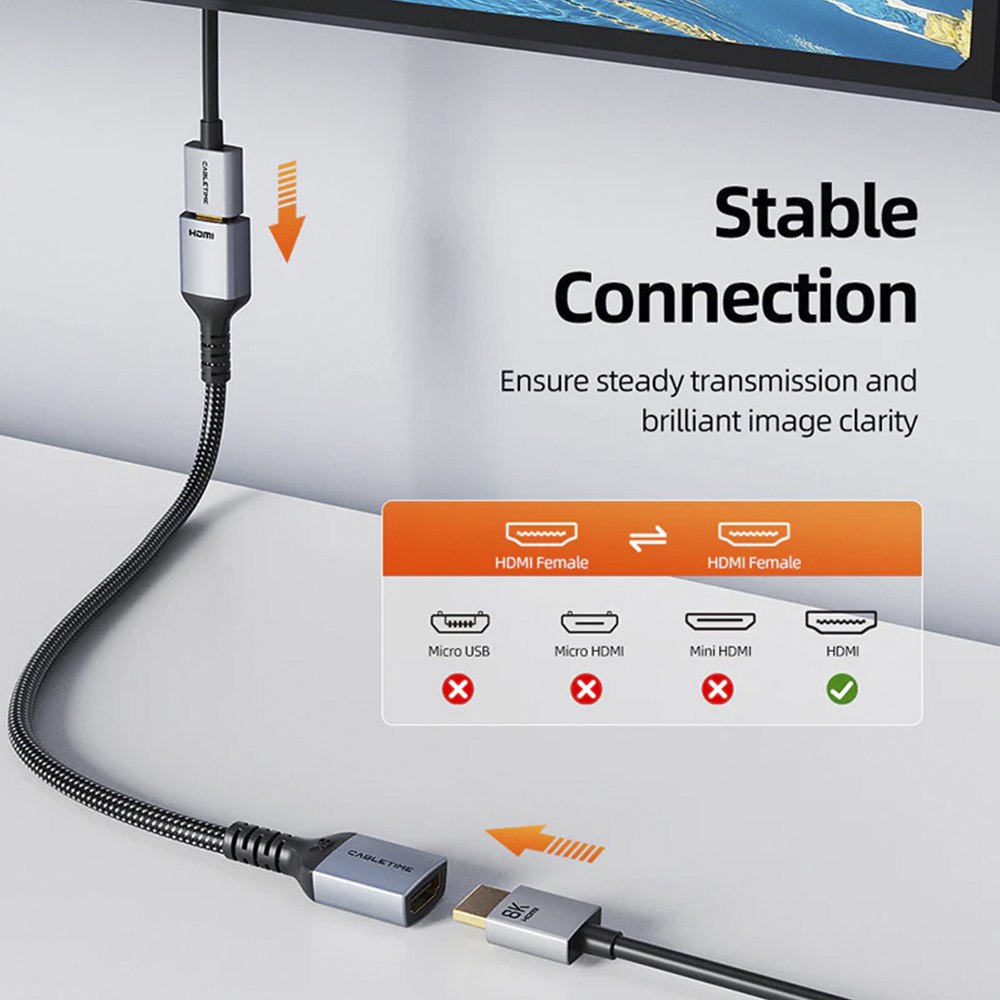 EXTENSOR HDMI 2.1 HEMBRA A HEMBRA 8K 60HZ 48GBPS 0.5 METROS CABLETIME CH18E SANTOFA ELECTRONICS S2177 - 5