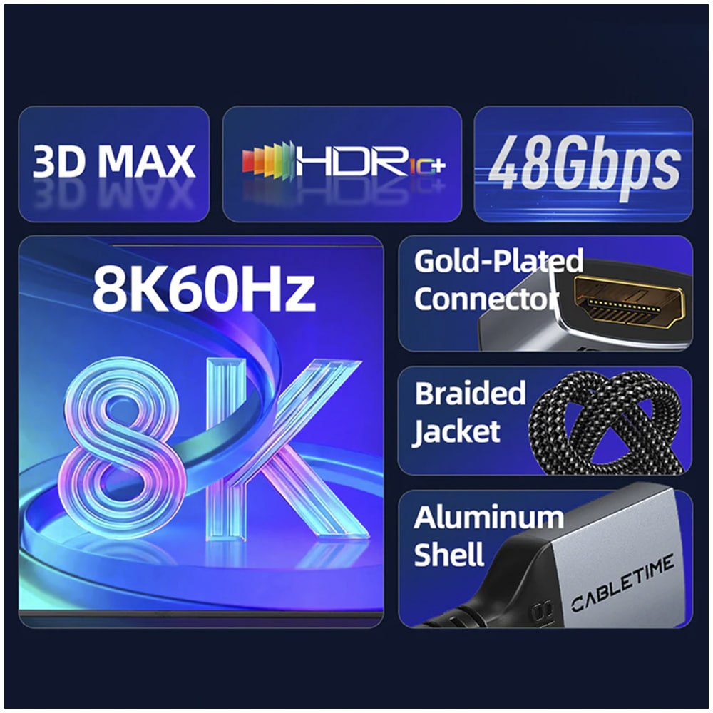 EXTENSOR HDMI 2.1 HEMBRA A HEMBRA 8K 60HZ 48GBPS 0.5 METROS CABLETIME CH18E SANTOFA ELECTRONICS S2177 - 9
