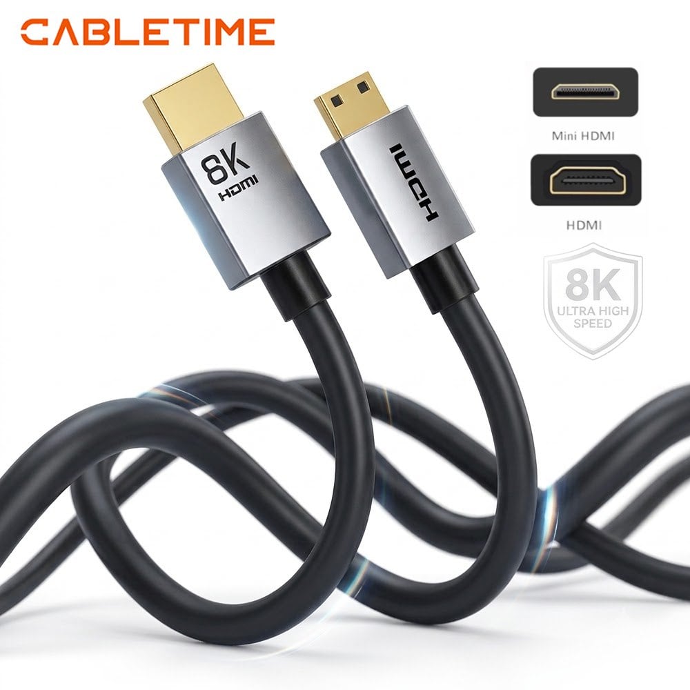 CABLE MINI HDMI A HDMI 2.1 BIDIRECCIONAL 8K A 60HZ 48GBPS CABLETIME DE 1.5 METROS CH15J SANTOFA ELECTRONICS S2187 - 3