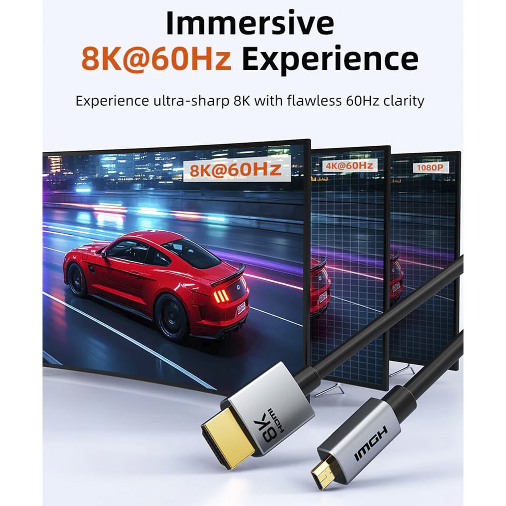 CABLE MICRO HDMI A HDMI 2.1 8K 60HZ 48GBPS BIDIRECCIONAL 1.5 METROS CABLETIME CH16J SANTOFA ELECTRONICS S2188 - 7