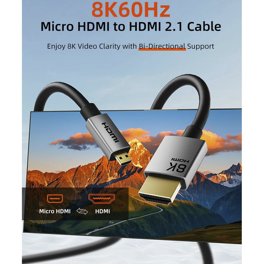 CABLE MICRO HDMI A HDMI 2.1 8K 60HZ 48GBPS BIDIRECCIONAL 1.5 METROS CABLETIME CH16J SANTOFA ELECTRONICS S2188 - 8