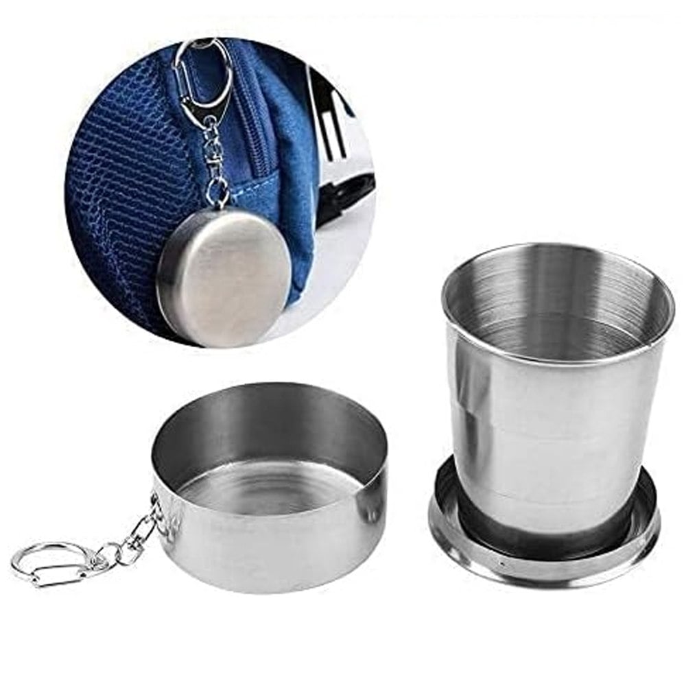 TAZA PLEGABLE DE ACERO INOXIDABLE PORTÁTIL PARA CAMPING Y EXTERIORES (8.5 OZ) 250ML SANTOFA ELECTRONICS S2160 - 1