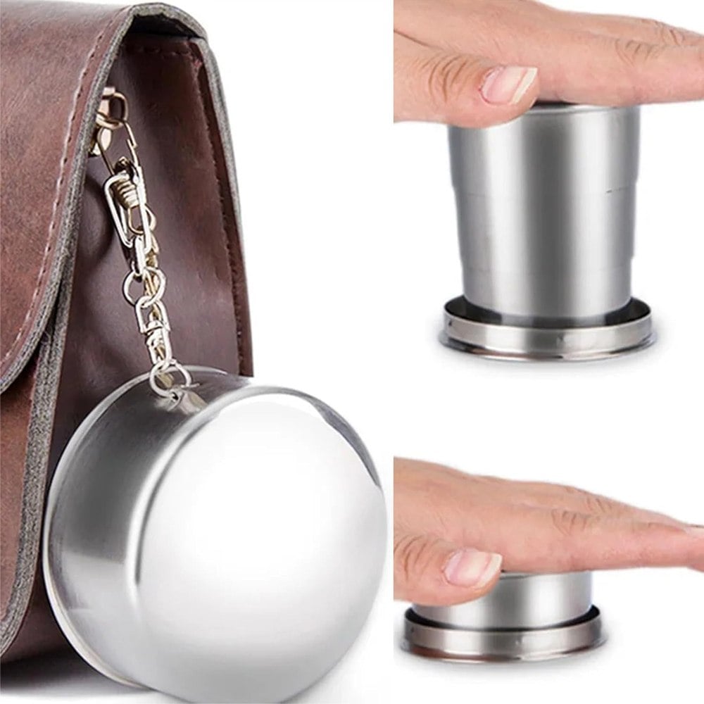 TAZA PLEGABLE DE ACERO INOXIDABLE PORTÁTIL PARA CAMPING Y EXTERIORES (8.5 OZ) 250ML SANTOFA ELECTRONICS S2160 - 5