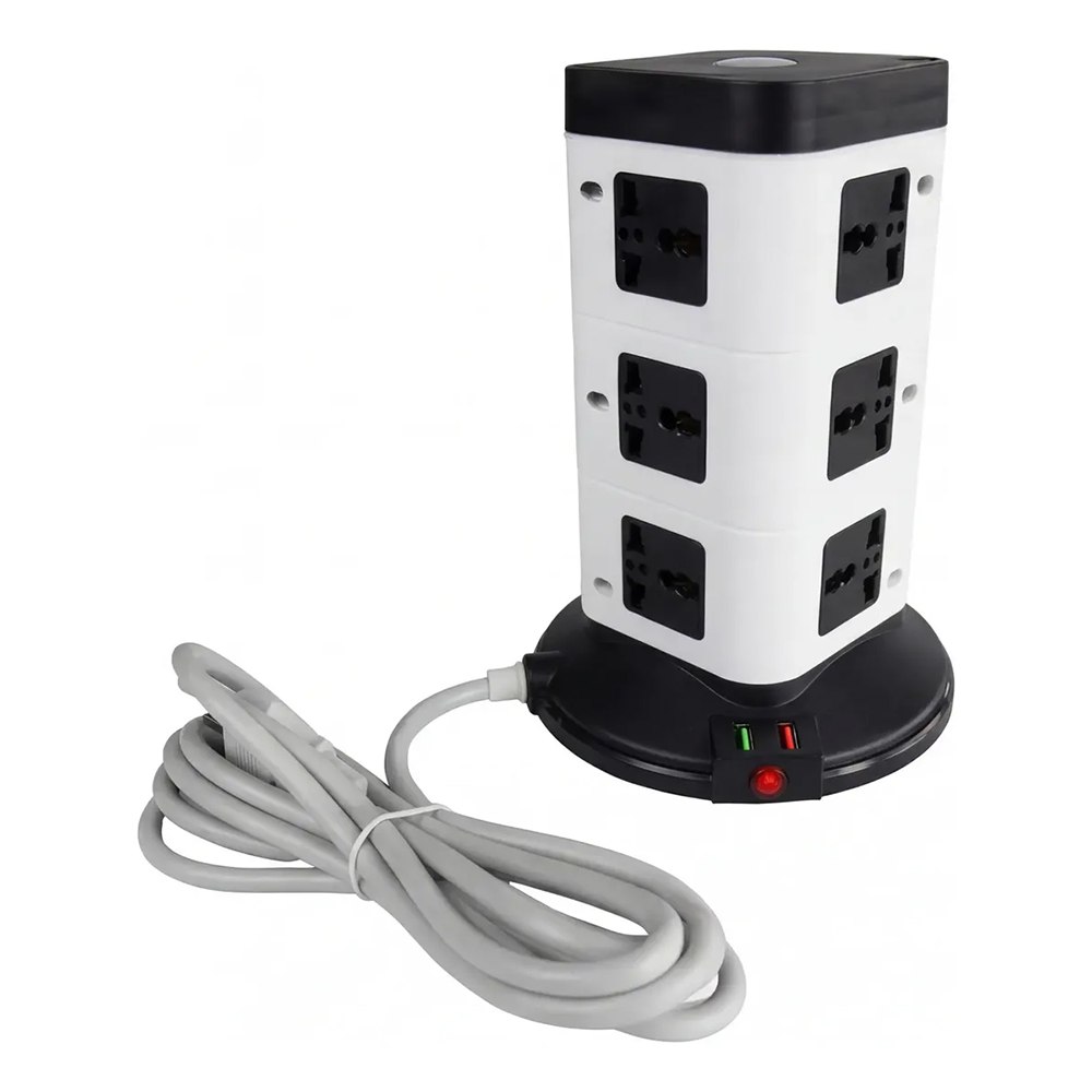 TORRE VERTICAL EXTENSIÓN ELÉCTRICA 12 TOMAS + 3 USB 2500W SANTOFA ELECTRONICS S2162 - 1