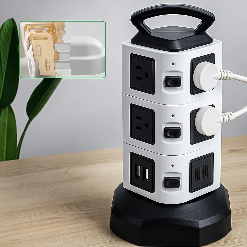 TORRE VERTICAL EXTENSIÓN ELÉCTRICA 12 TOMAS + 3 USB 2500W SANTOFA ELECTRONICS S2162 - 6