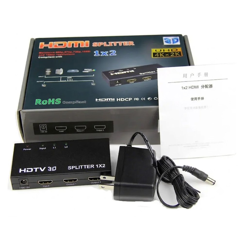SPLITTER HDMI 1X2 PUERTOS ULTRA HD 4K X 2K CON SOPORTE 3D SANTOFA ELECTRONICS S2164 - 3