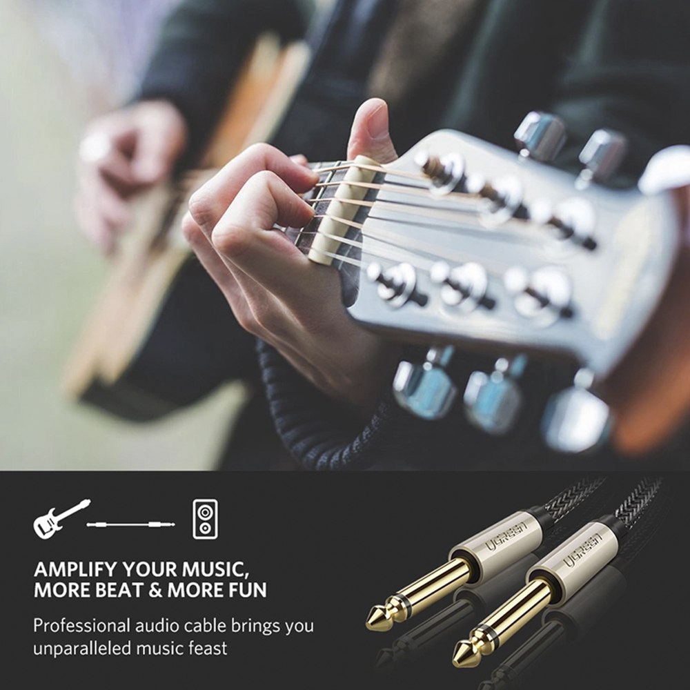 CABLE DE AUDIO MONO TS 6.35MM 3 METROS UGREEN TRENZADO 10639 SANTOFA ELECTRONICS S2166 - 10