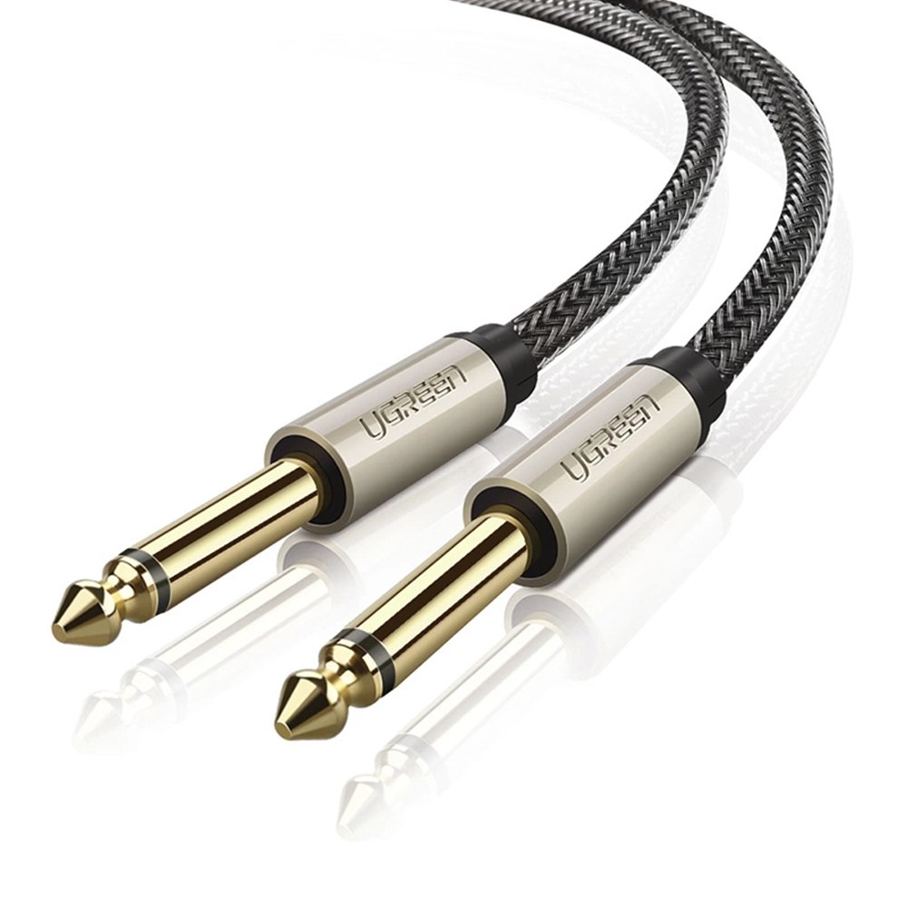 CABLE DE AUDIO MONO TS 6.35MM 3 METROS UGREEN TRENZADO 10639 SANTOFA ELECTRONICS S2166 - 2