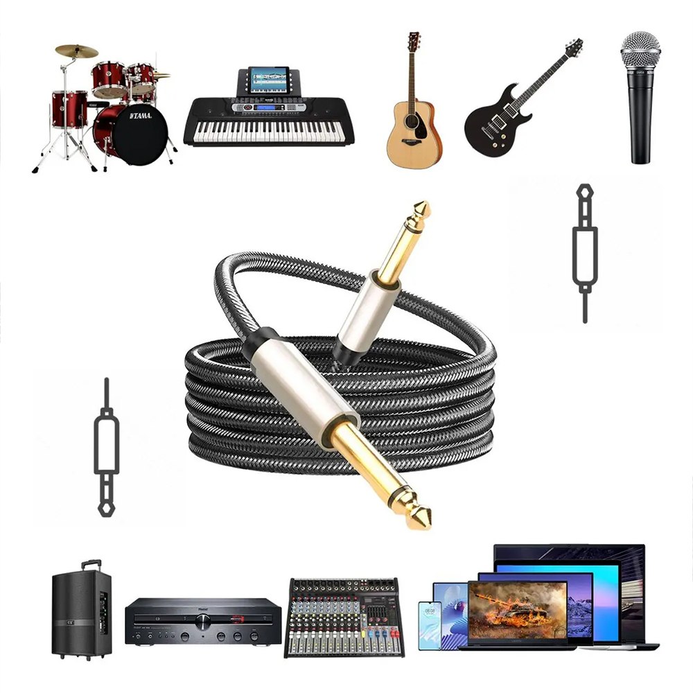 CABLE DE AUDIO MONO TS 6.35MM 3 METROS UGREEN TRENZADO 10639 SANTOFA ELECTRONICS S2166 - 4
