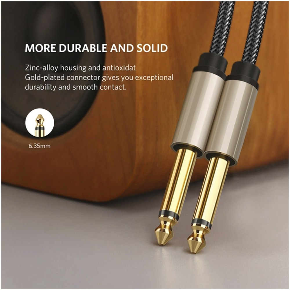 CABLE DE AUDIO MONO TS 6.35MM 3 METROS UGREEN TRENZADO 10639 SANTOFA ELECTRONICS S2166 - 8