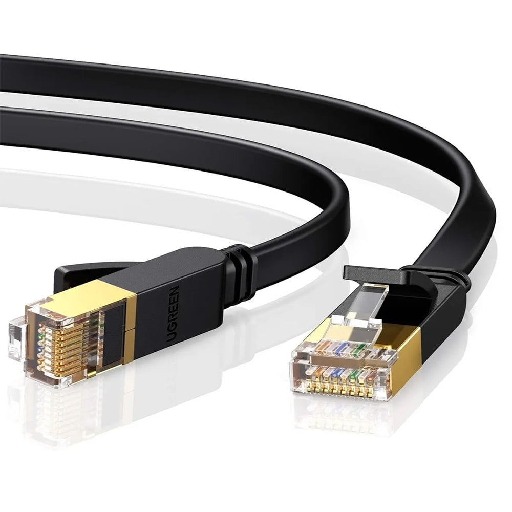 CABLE DE RED ETHERNET CAT 7 RJ45 PLANO BLINDADO UGREEN 1 METRO NEGRO 11260 SANTOFA ELECTRONICS S2167 - 1