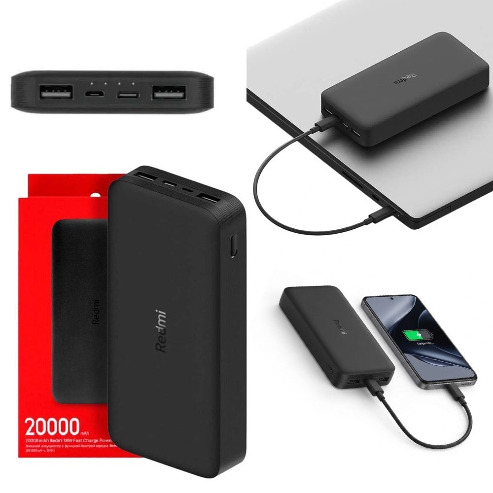 CARGADOR BATERÍA PORTÁTIL POWER BANK XIAOMI REDMI 20000 MAH 18W NEGRO SANTOFA ELECTRONICS S2193 - 2