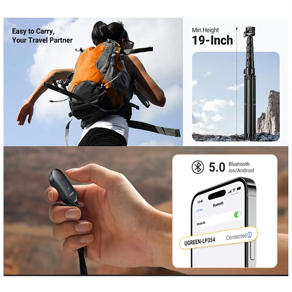 TRÍPODE SELFIE STICK BLUETOOTH UGREEN 1.7 METROS LP680 15609 SANTOFA ELECTRONICS S2203 - 6