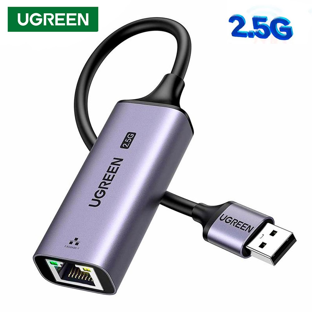 ADAPTADOR DE RED USB 3.0 A ETHERNET RJ45 UGREEN 2.5G GIGABIT ALUMINIO GRIS 25051 SANTOFA ELECTRONICS S2209 - 2