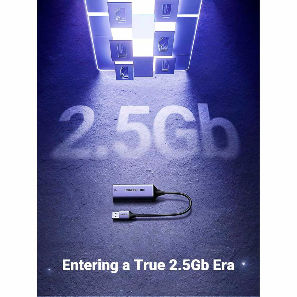 ADAPTADOR DE RED USB 3.0 A ETHERNET RJ45 UGREEN 2.5G GIGABIT ALUMINIO GRIS 25051 SANTOFA ELECTRONICS S2209 - 3