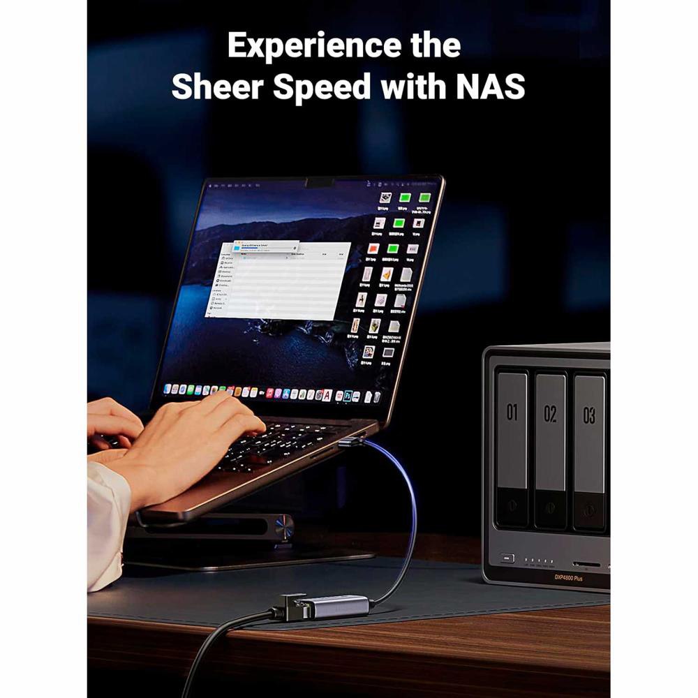 ADAPTADOR DE RED USB 3.0 A ETHERNET RJ45 UGREEN 2.5G GIGABIT ALUMINIO GRIS 25051 SANTOFA ELECTRONICS S2209 - 4