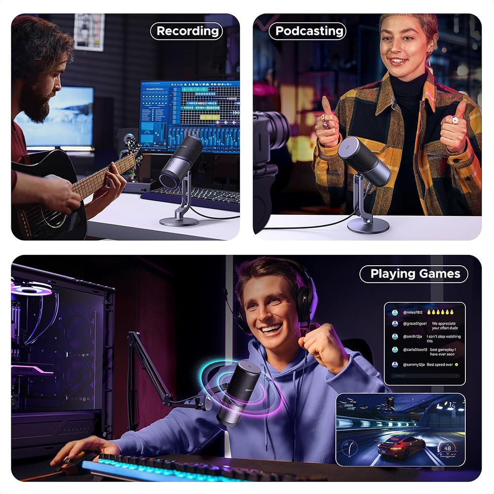 MICRÓFONO GAMER USB UGREEN RGB 24-BIT/96KHZ DSP 35629 SANTOFA ELECTRONICS S2213 - 3