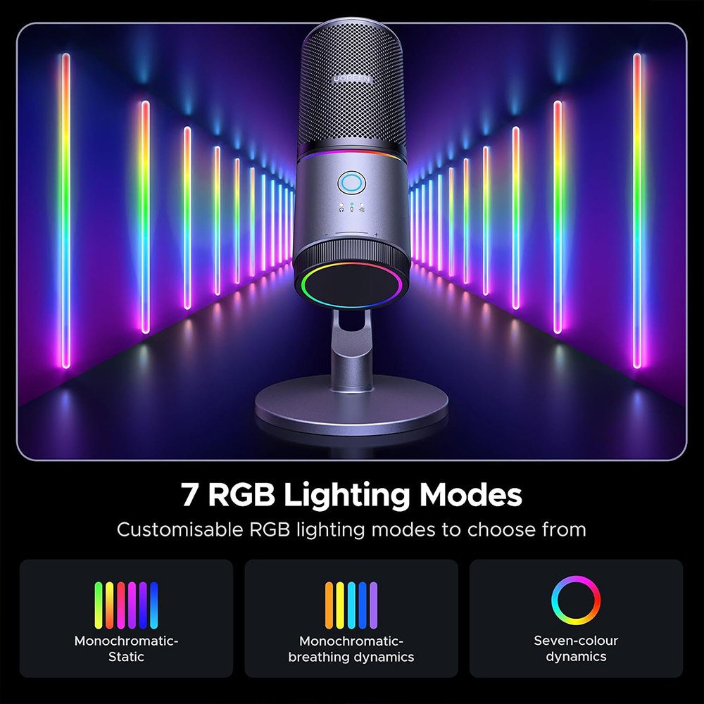 MICRÓFONO GAMER USB UGREEN RGB 24-BIT/96KHZ DSP 35629 SANTOFA ELECTRONICS S2213 - 7