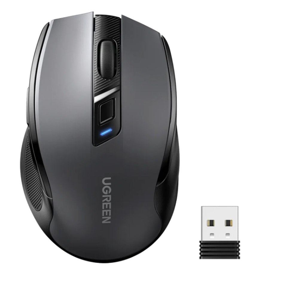 MOUSE INALÁMBRICO ERGONÓMICO UGREEN MU006 DUAL 2.4G + BLUETOOTH 5.0 4000 DPI SILENCIOSO NEGRO 90855 SANTOFA ELECTRONICS S2214 - 1