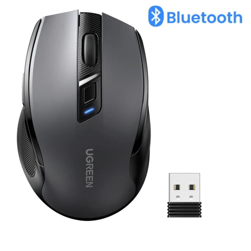 MOUSE INALÁMBRICO ERGONÓMICO UGREEN MU006 DUAL 2.4G + BLUETOOTH 5.0 4000 DPI SILENCIOSO NEGRO 90855 SANTOFA ELECTRONICS S2214 - 3