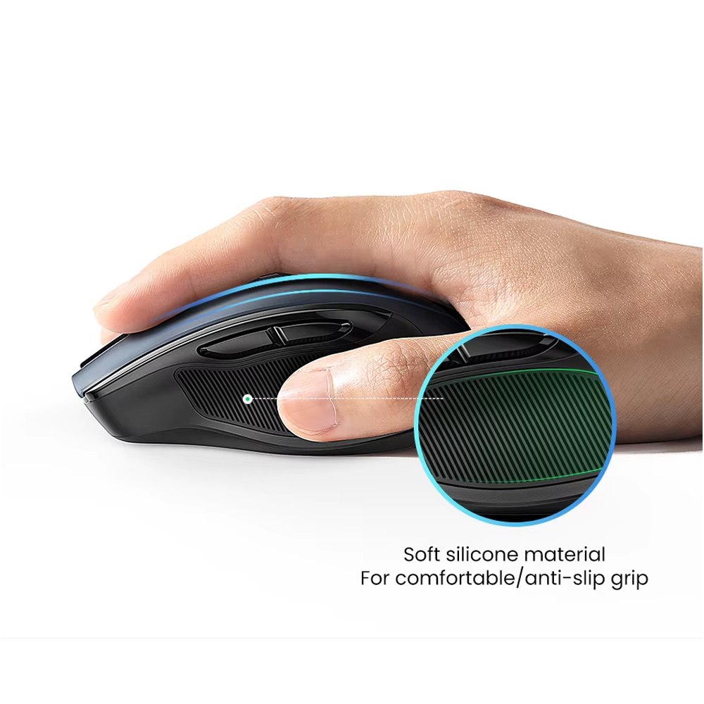 MOUSE INALÁMBRICO ERGONÓMICO UGREEN MU006 DUAL 2.4G + BLUETOOTH 5.0 4000 DPI SILENCIOSO NEGRO 90855 SANTOFA ELECTRONICS S2214 - 4