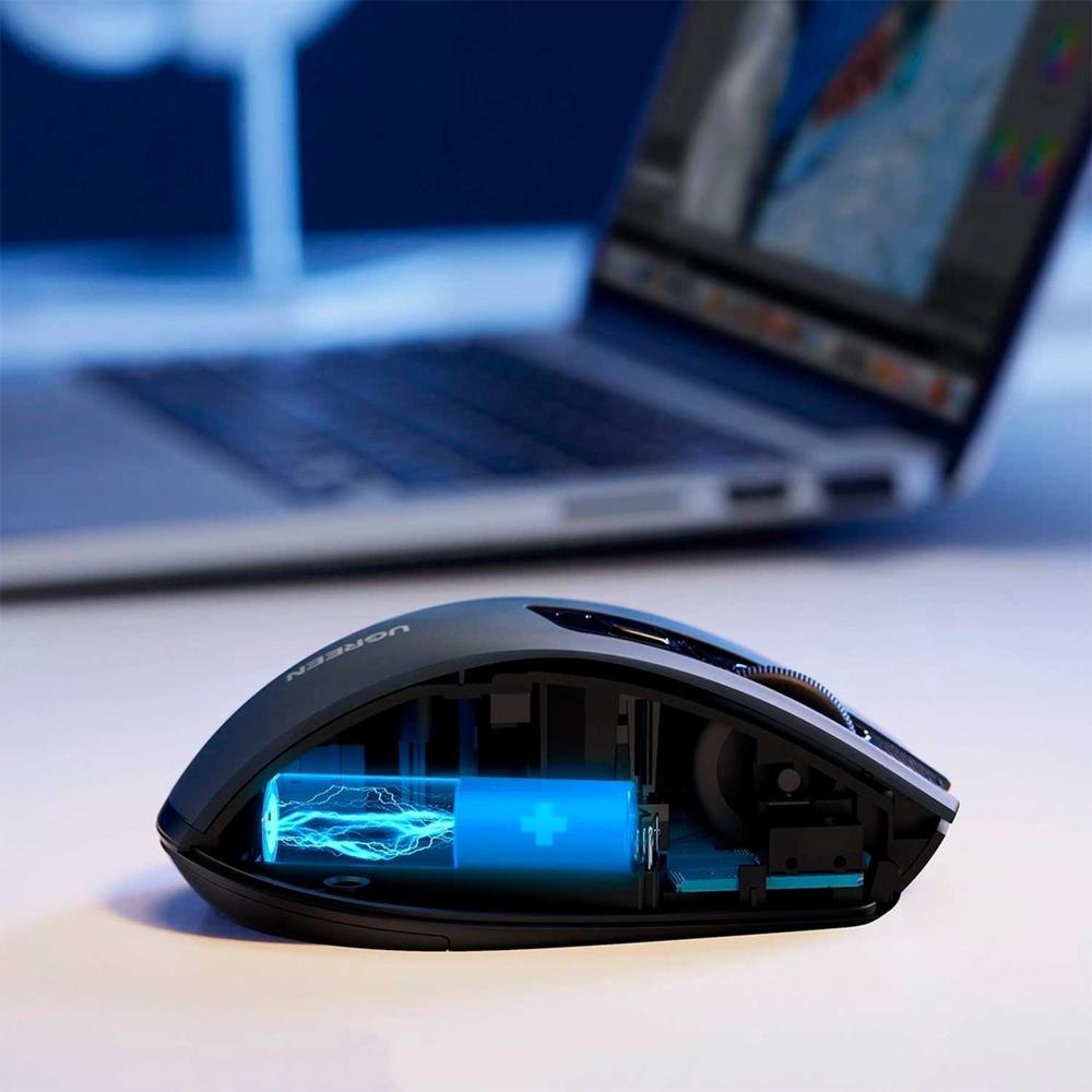 MOUSE INALÁMBRICO ERGONÓMICO UGREEN MU006 DUAL 2.4G + BLUETOOTH 5.0 4000 DPI SILENCIOSO NEGRO 90855 SANTOFA ELECTRONICS S2214 - 7