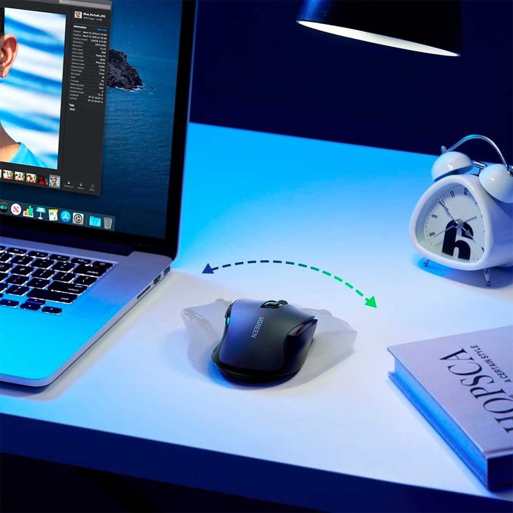 MOUSE INALÁMBRICO ERGONÓMICO UGREEN MU006 DUAL 2.4G + BLUETOOTH 5.0 4000 DPI SILENCIOSO NEGRO 90855 SANTOFA ELECTRONICS S2214 - 8