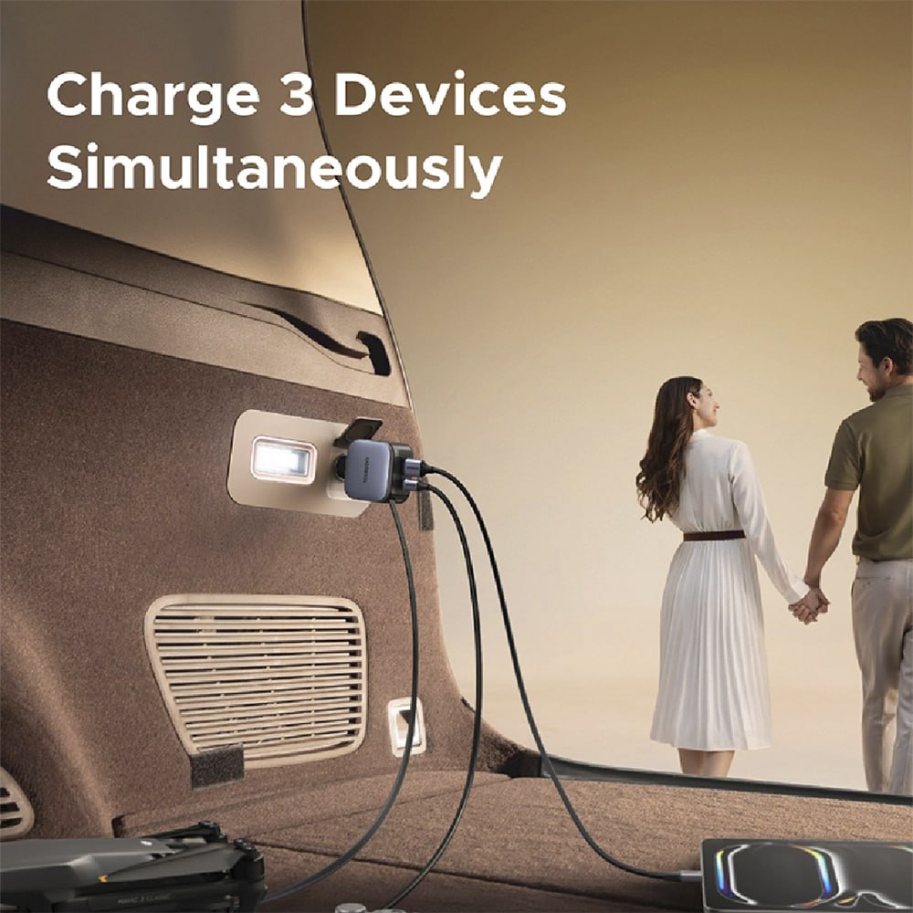CARGADOR DE AUTO UGREEN 60W CON CABLE RETRÁCTIL USB-C USB-A Y USB-C 55212B SANTOFA ELECTRONICS S2215 - 7
