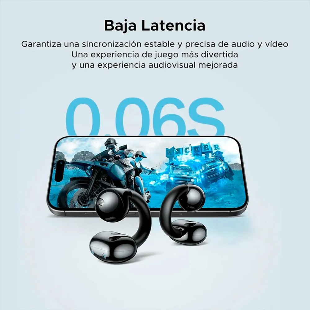 AUDÍFONOS INALÁMBRICOS OPEN-EAR UGREEN HITUNE S3 BLUETOOTH 5.4 CLIP-ON 30H NEGRO 45785 SANTOFA ELECTRONICS S2216 - 10