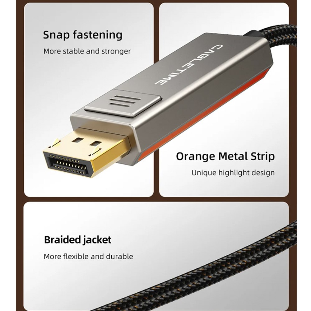 CABLE DISPLAYPORT 1.4 CABLETIME 8K 60HZ 4K 240HZ 2 METROS SANTOFA ELECTRONICS S2207 - 4