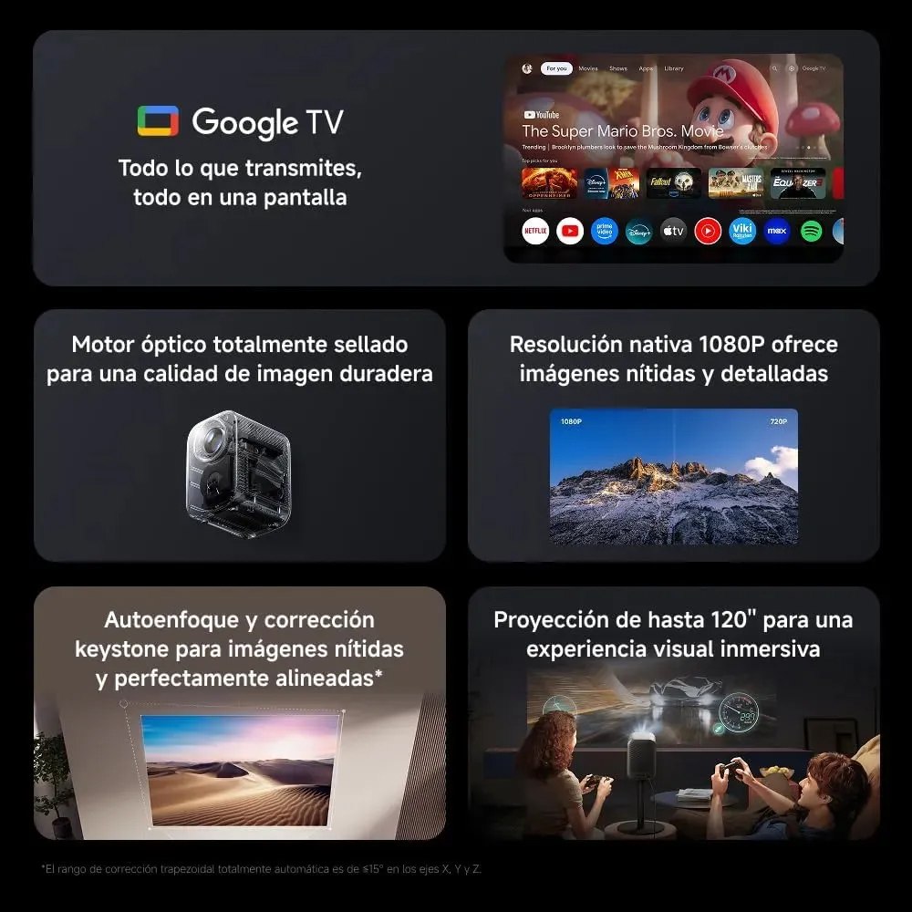 PROYECTOR INTELIGENTE XIAOMI MI SMART PROJECTOR L1 FULL HD 1080P GOOGLE TV DOLBY AUDIO 200 ISO NEGRO SANTOFA ELECTRONICS S2226 - 8