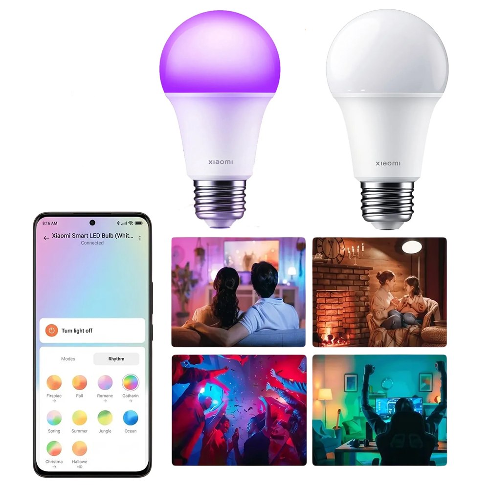 FOCO INTELIGENTE XIAOMI LED E27 RGB WHITE Y COLOR 806 LÚMENES COMPATIBLE CON MATTER ALEXA GOOGLE HOME  SANTOFA ELECTRONICS S2232 - 3