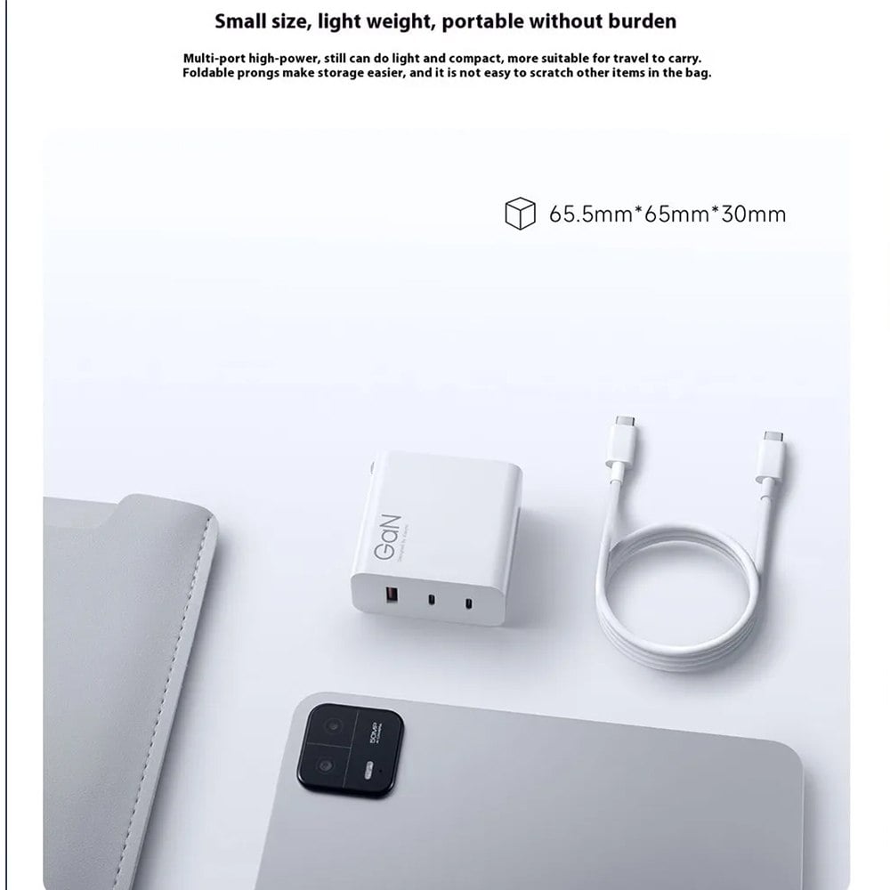 CARGADOR DE PARED XIAOMI 140W GAN TRIPLE PORT 1A2C – CARGA RÁPIDA – CABLE 6A – BLANCO SANTOFA ELECTRONICS S2235 - 4