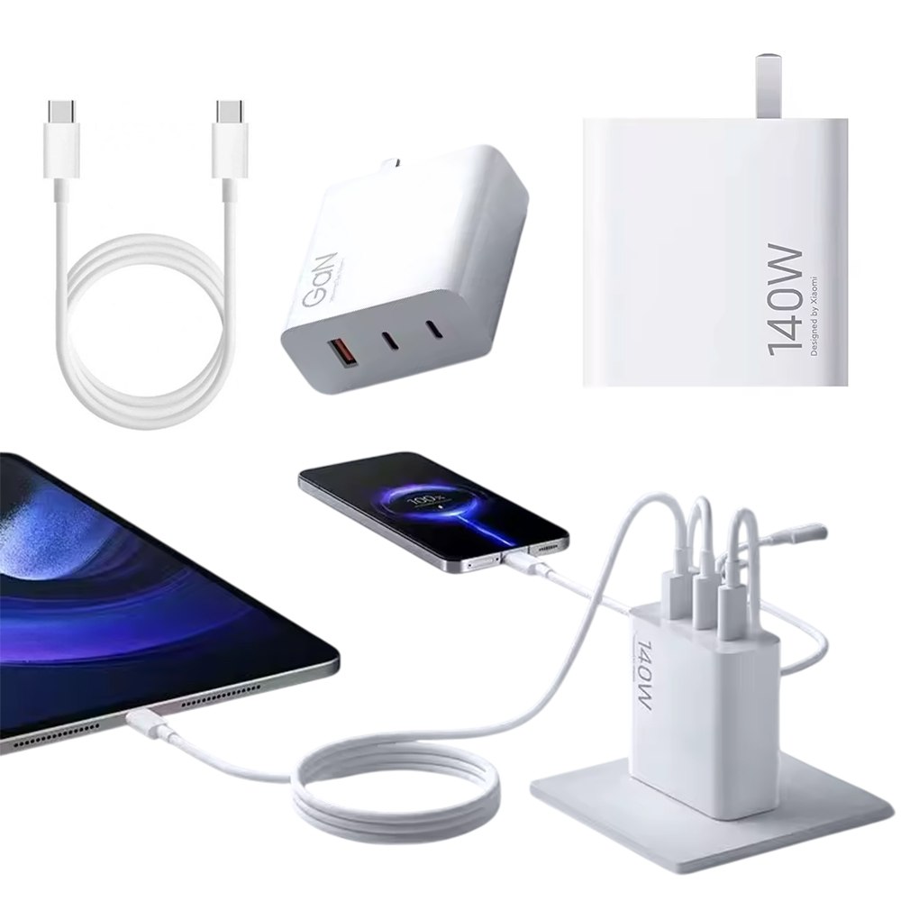 CARGADOR DE PARED XIAOMI 140W GAN TRIPLE PORT 1A2C – CARGA RÁPIDA – CABLE 6A – BLANCO SANTOFA ELECTRONICS S2235 - 8