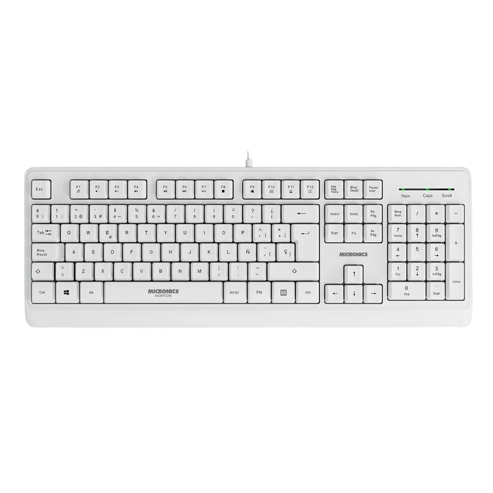 TECLADO MULTIMEDIA USB MICRONICS NORTON BLANCO 105 TECLAS CON TECLADO NUMÉRICO – MIC K608W SANTOFA ELECTRONICS S2239 - 1