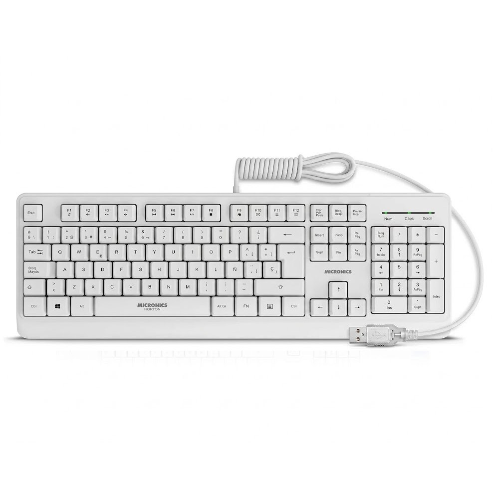 TECLADO MULTIMEDIA USB MICRONICS NORTON BLANCO 105 TECLAS CON TECLADO NUMÉRICO – MIC K608W SANTOFA ELECTRONICS S2239 - 2
