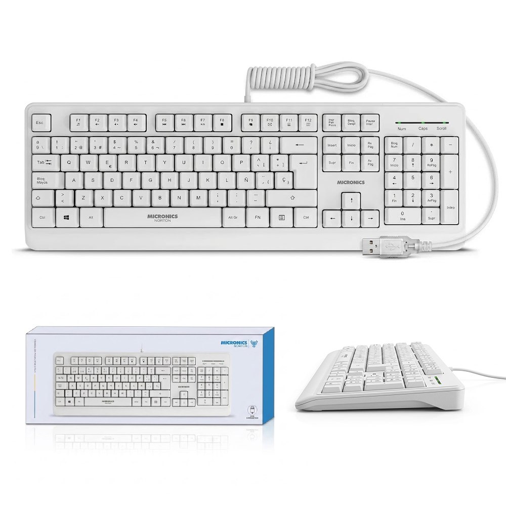 TECLADO MULTIMEDIA USB MICRONICS NORTON BLANCO 105 TECLAS CON TECLADO NUMÉRICO – MIC K608W SANTOFA ELECTRONICS S2239 - 4