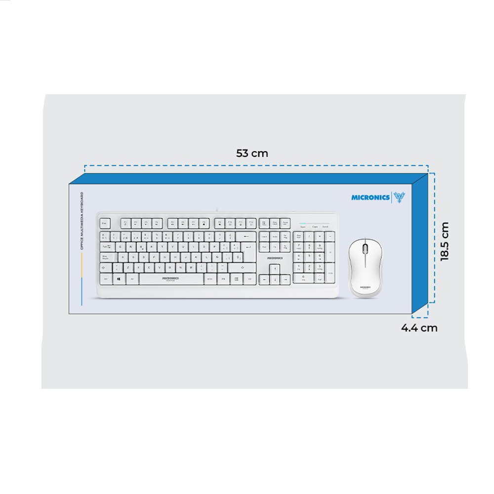 KIT MULTIMEDIA TECLADO Y MOUSE USB MICRONICS NORTON BLANCO – WATERPROOF – UV – 1000 DPI – MIC T100W SANTOTA ELECTRONICS S2240 - 5